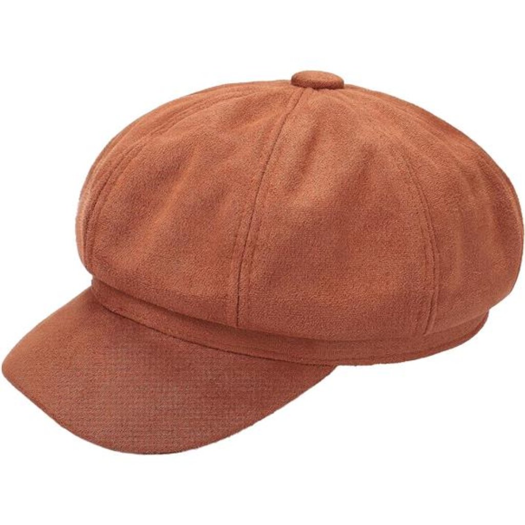 Beret Cap Visor Hat Camel Brown